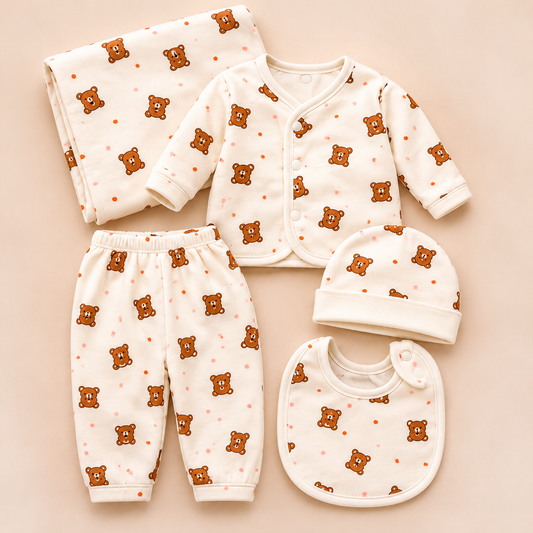 Baby Ivory Teddy Bear & Star Print Starter Set