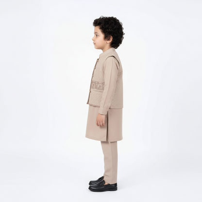 Boys 3-Piece Waistcoat Kurta Shalwar - Premium Traditional Outfit 1-4Y