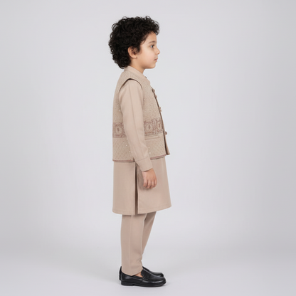 Boys 3-Piece Waistcoat Kurta Shalwar - Premium Traditional Outfit 1-4Y