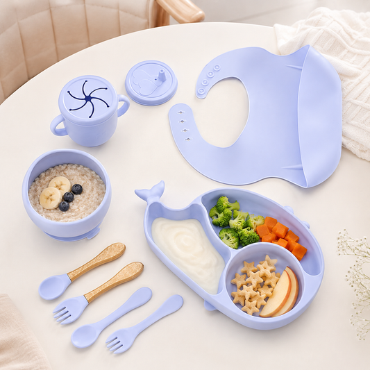 Baby Silicone Feeding Set – Owl Design | Complete Mealtime Set for Babies & Toddlers