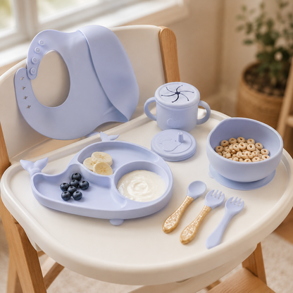 Baby Silicone Feeding Set – Owl Design | Complete Mealtime Set for Babies & Toddlers