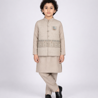 Boys 3-Piece Waistcoat Kurta Shalwar - Premium Traditional Outfit 1-4Y