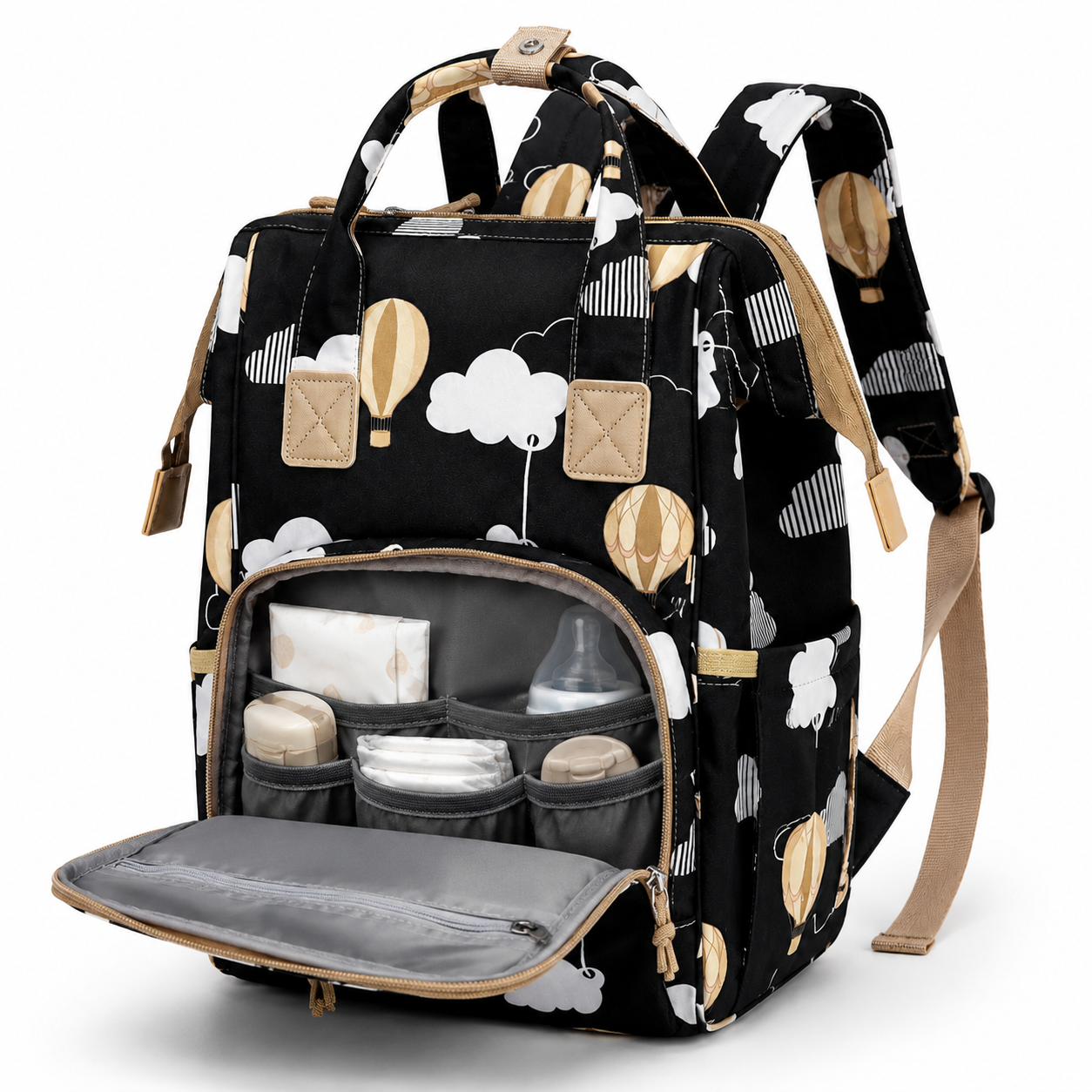 Baby Diaper Bag – Large Multi-Compartment Shoulder Bag | Purple, Navy & Black