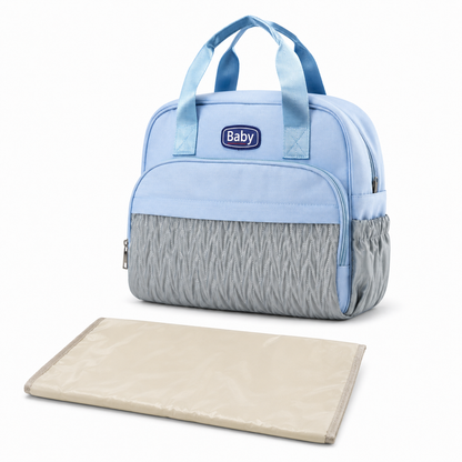 Baby Diaper Bag – Multi-Compartment Handbag Style | Light Blue & Pink