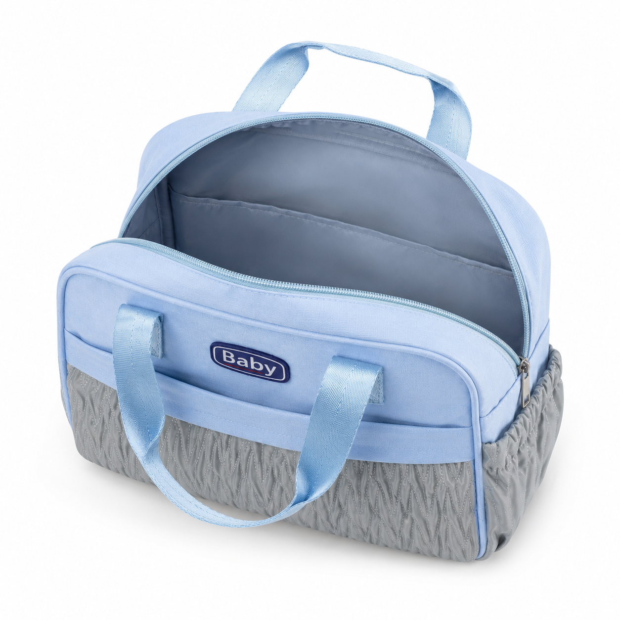 Baby Diaper Bag – Multi-Compartment Handbag Style | Light Blue & Pink