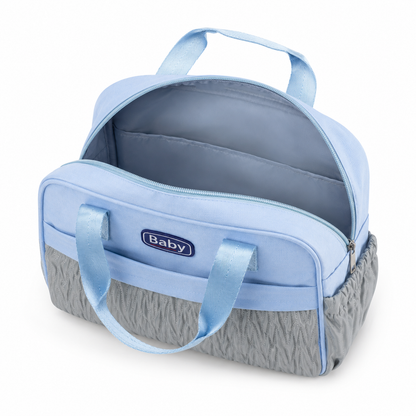 Baby Diaper Bag – Multi-Compartment Handbag Style | Light Blue & Pink