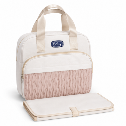 Baby Diaper Bag – Multi-Compartment Handbag Style | Light Blue & Pink