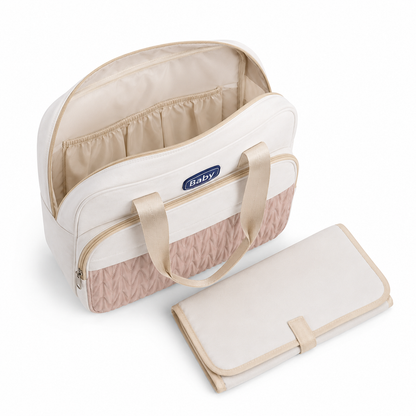 Baby Diaper Bag – Multi-Compartment Handbag Style | Light Blue & Pink
