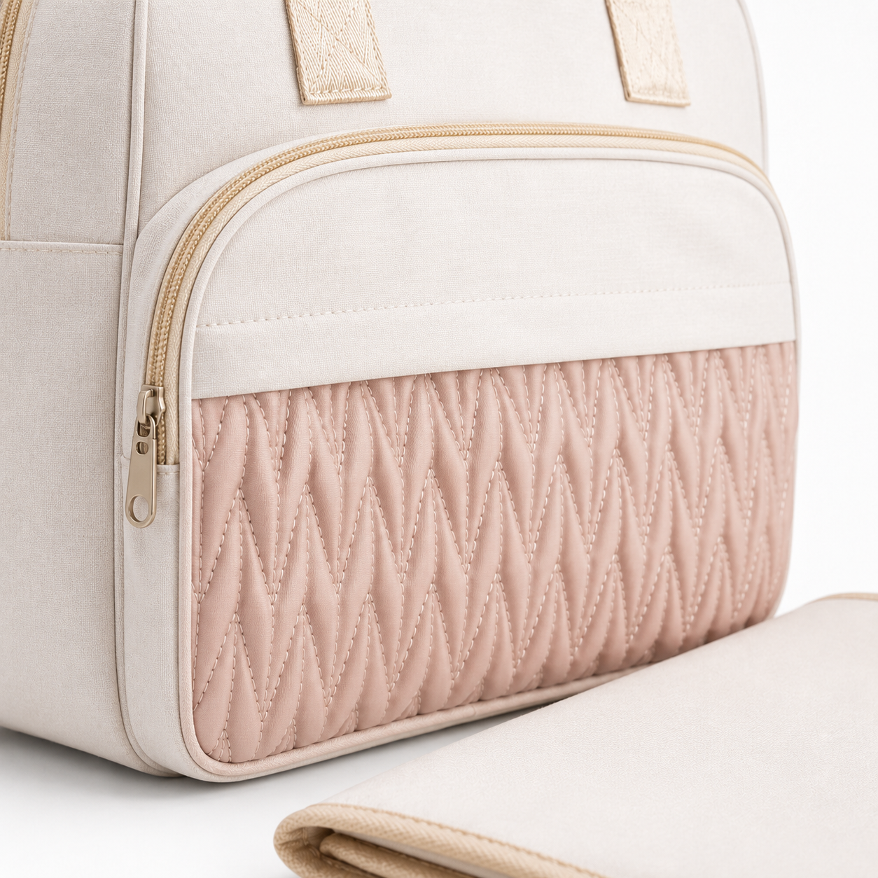 Baby Diaper Bag – Multi-Compartment Handbag Style | Light Blue & Pink