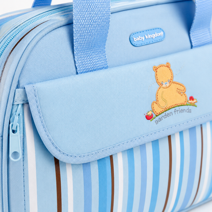 D-Shape Baby Diaper Bag – Multi-Compartment with Changing Mat | Light Blue & Purple