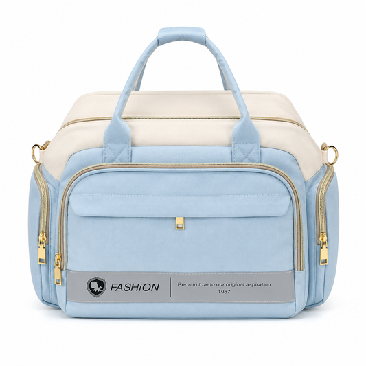 Baby Diaper Bag Handbag Style - Stylish Mummy Bag in Pink & Light Blue