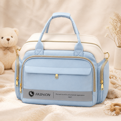 Baby Diaper Bag Handbag Style - Stylish Mummy Bag in Pink & Light Blue
