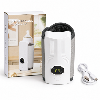 Rechargeable Baby Bottle Warmer – USB Charging, Insulated Pouch & Digital Display