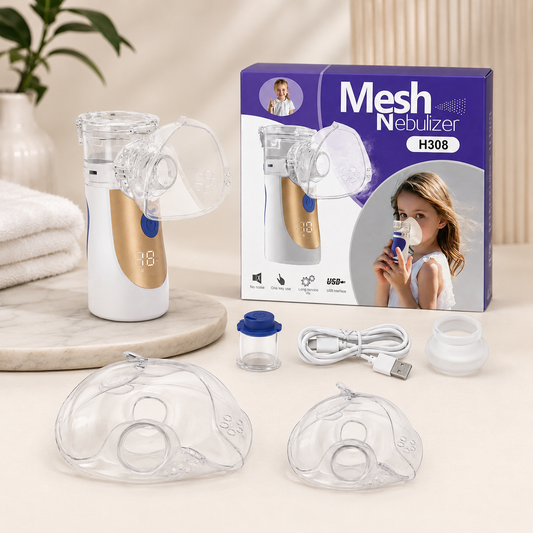 Portable Mesh Nebulizer H308 – Rechargeable USB Breathing Machine for Kids & Adults