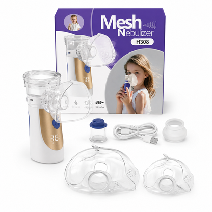 Portable Mesh Nebulizer H308 – Rechargeable USB Breathing Machine for Kids & Adults