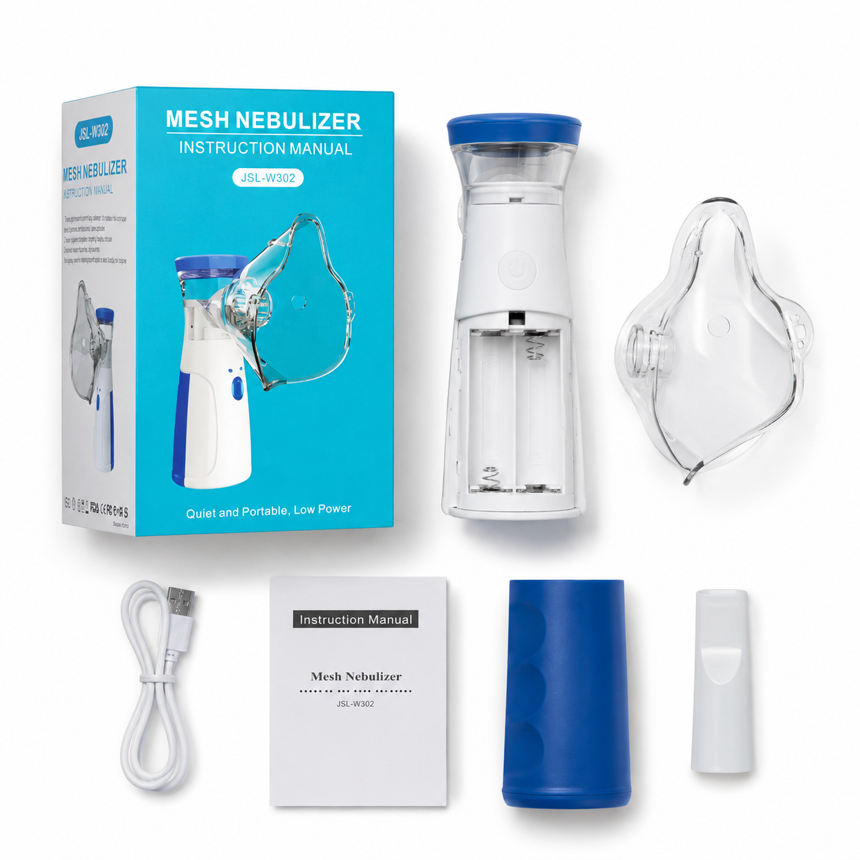 Portable Mesh Nebulizer W302 – Compact Rechargeable USB Breathing Machine for Kids