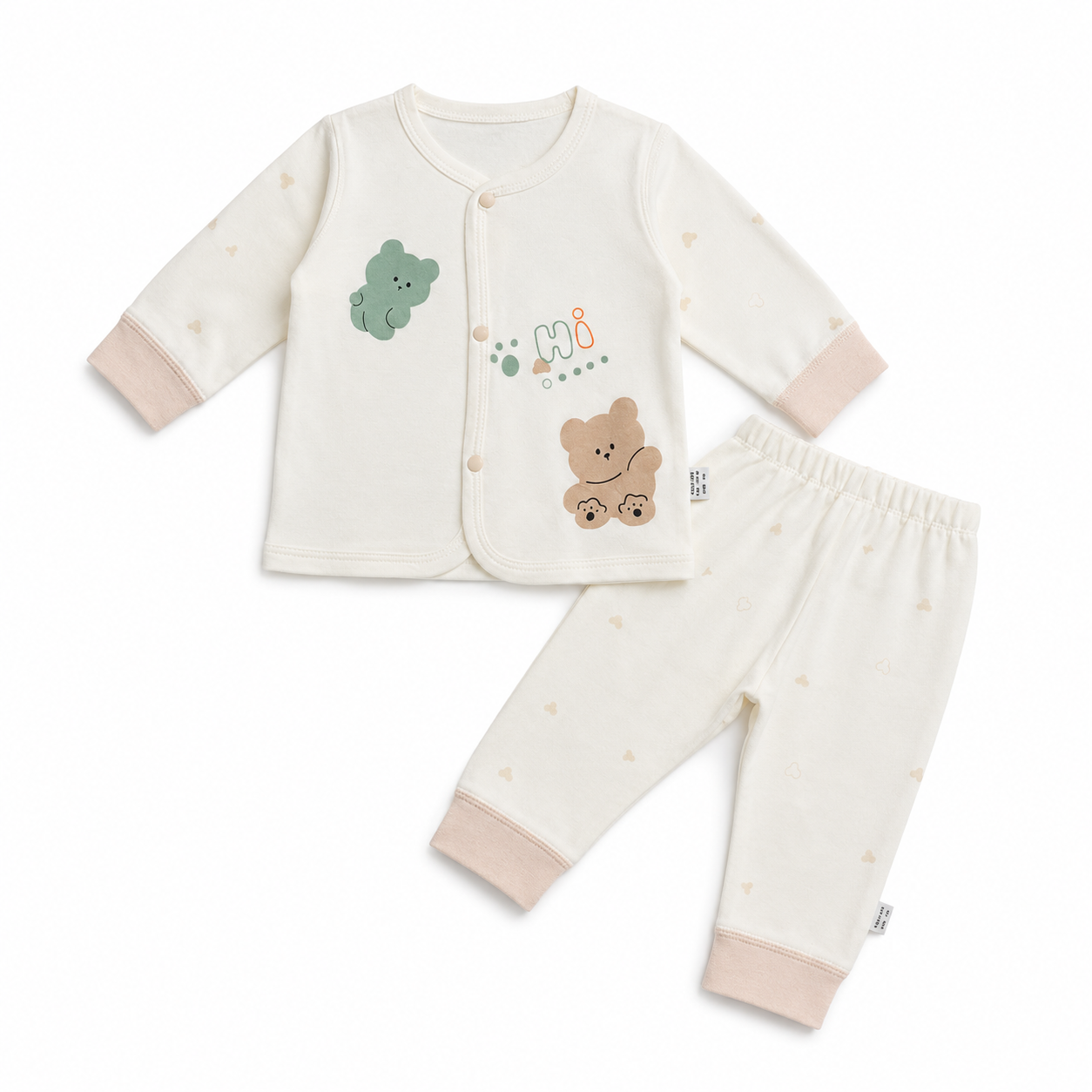 Baby 2-Piece Soft Cotton Bear Design Set – Top & Bottom for Newborns 0–6 Months