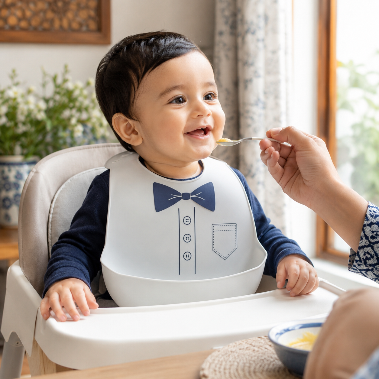 Baby Silicone Bib – Waterproof Soft Feeding Bib | White, Blue, Pink & Red
