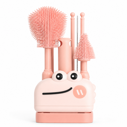 Baby Bottle Cleaning Kit – Complete Feeder Washing Set | Pink, Gray & Green