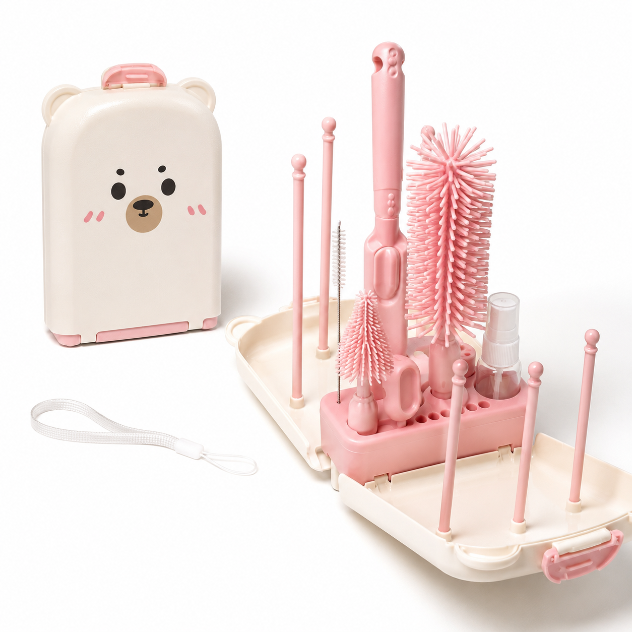 Baby Bottle Cleaning Kit – Premium Feeder Washing Set | Pink, Blue & Green