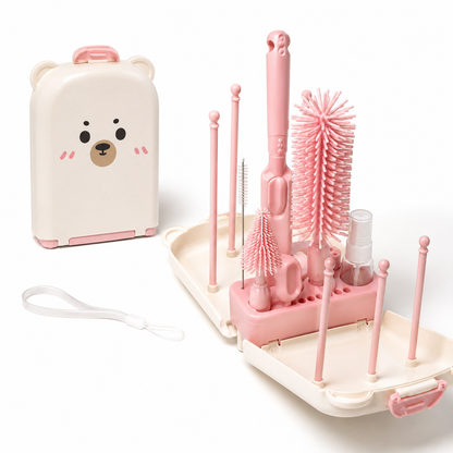 Baby Bottle Cleaning Kit – Premium Feeder Washing Set | Pink, Blue & Green