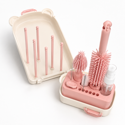 Baby Bottle Cleaning Kit – Premium Feeder Washing Set | Pink, Blue & Green