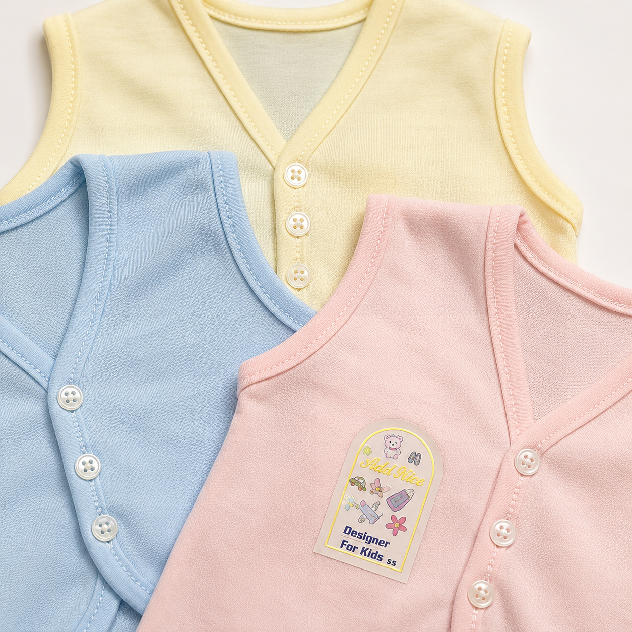 Baby Vest Pack of 3 – Soft Cotton Coloured Bodysuits | 0–9 Months