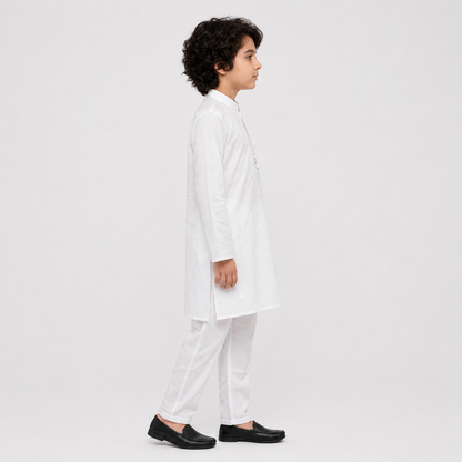 Boys White Kurta Shalwar – Premium 2-Piece Set
