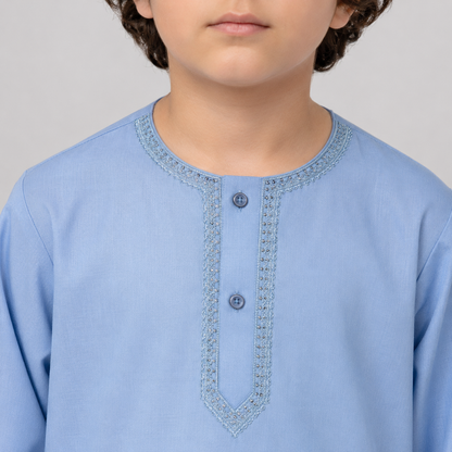Baby Boys Sky Blue Kurta Shalwar – Soft Cotton 2-Piece Set