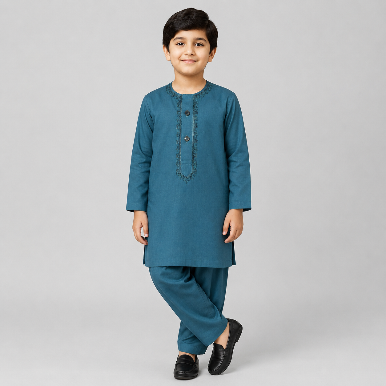 Baby Boys Blue Kurta Shalwar – Soft Cotton 2-Piece Set
