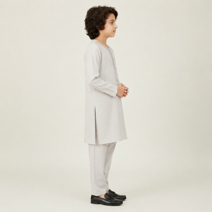 Baby Boys White Kurta Shalwar – Soft Cotton 2-Piece Set