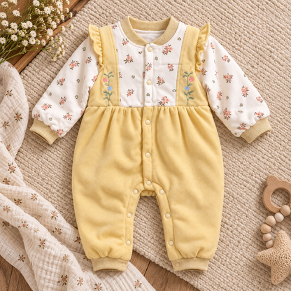 Baby Yellow Floral Ruffle Romper
