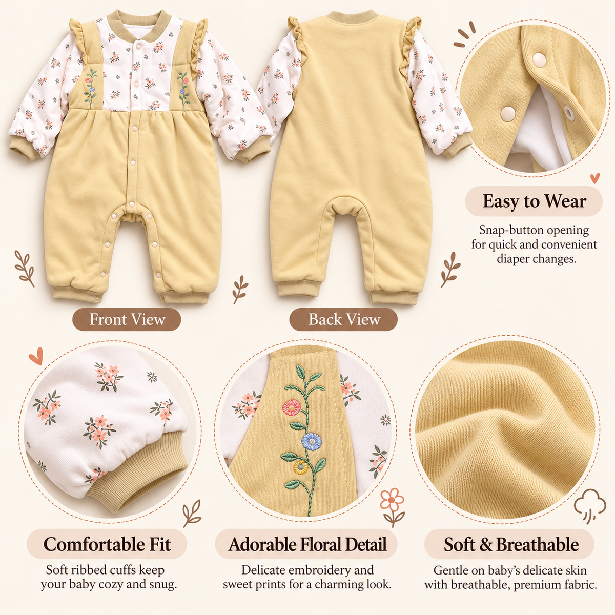 Baby Yellow Floral Ruffle Romper