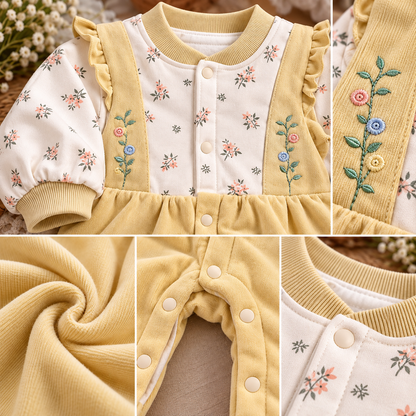 Baby Yellow Floral Ruffle Romper