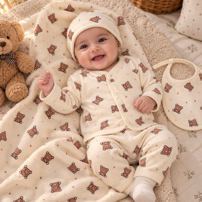 Baby Cream Teddy Bear Print Starter Set