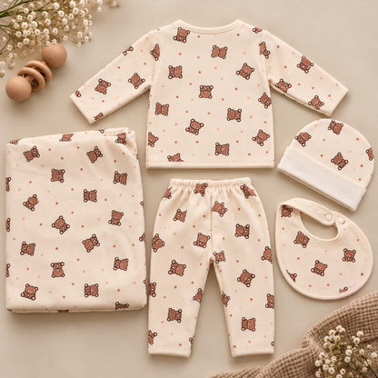 Baby Cream Teddy Bear Print Starter Set