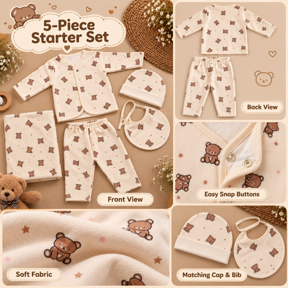 Baby Cream Teddy Bear Print Starter Set