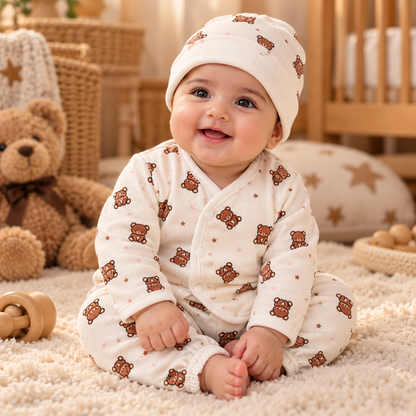 Baby Ivory Teddy Bear & Star Print Starter Set
