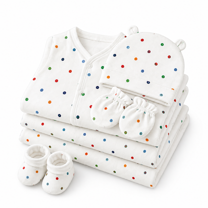 Baby Suit 11-Piece Polka Dots Design Complete Newborn Set - 0-3 Months