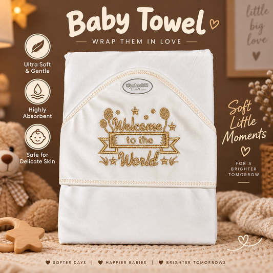 Welcome to the World Hooded Baby Towel