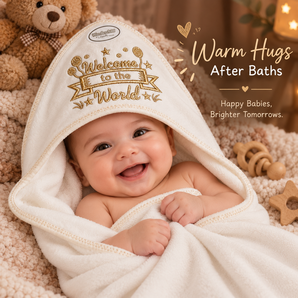 Welcome to the World Hooded Baby Towel
