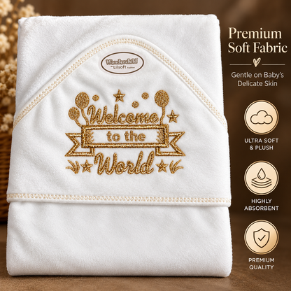 Welcome to the World Hooded Baby Towel