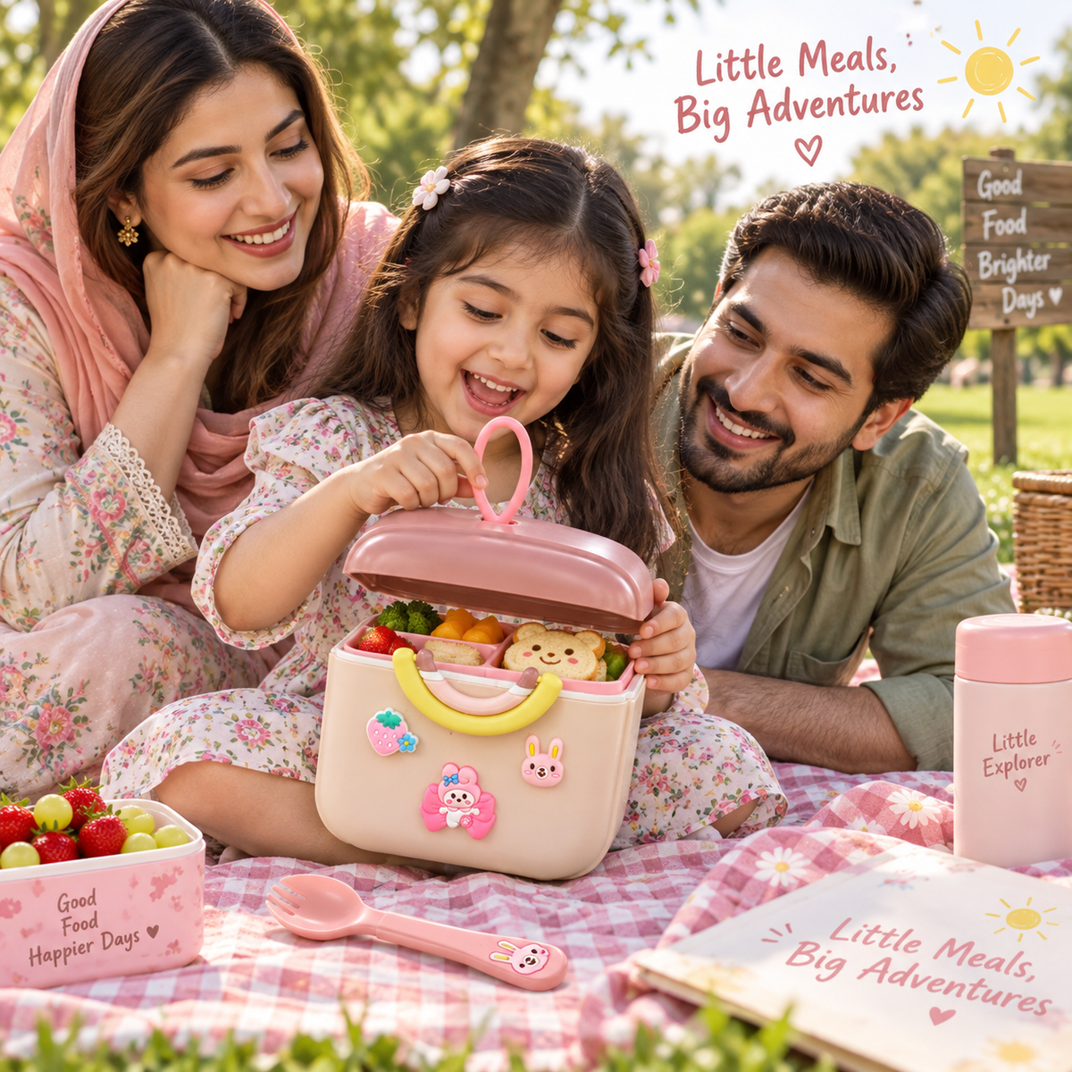 HappyBite Kids Plastic Lunch Box with Spoon