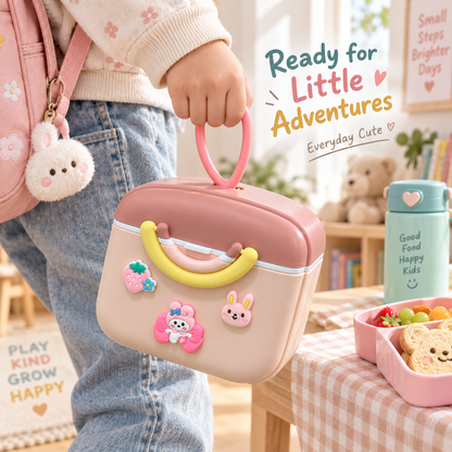 HappyBite Kids Plastic Lunch Box with Spoon