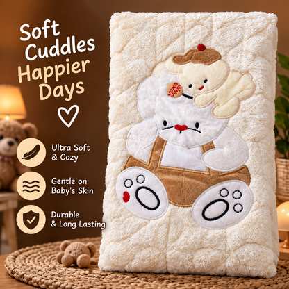 Soft Bear Baby Towel in Pink & Cream