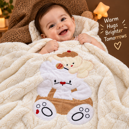 Soft Bear Baby Towel in Pink & Cream