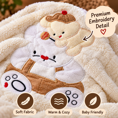Soft Bear Baby Towel in Pink & Cream