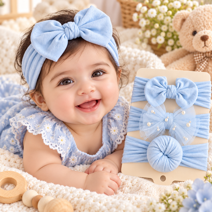 Baby Bow Headbands with Tulle & Pearl Accents
