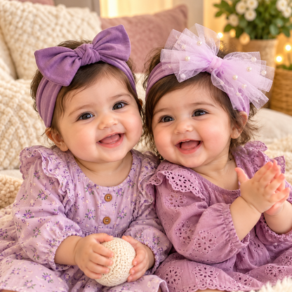 Baby Bow Headbands with Tulle & Pearl Accents
