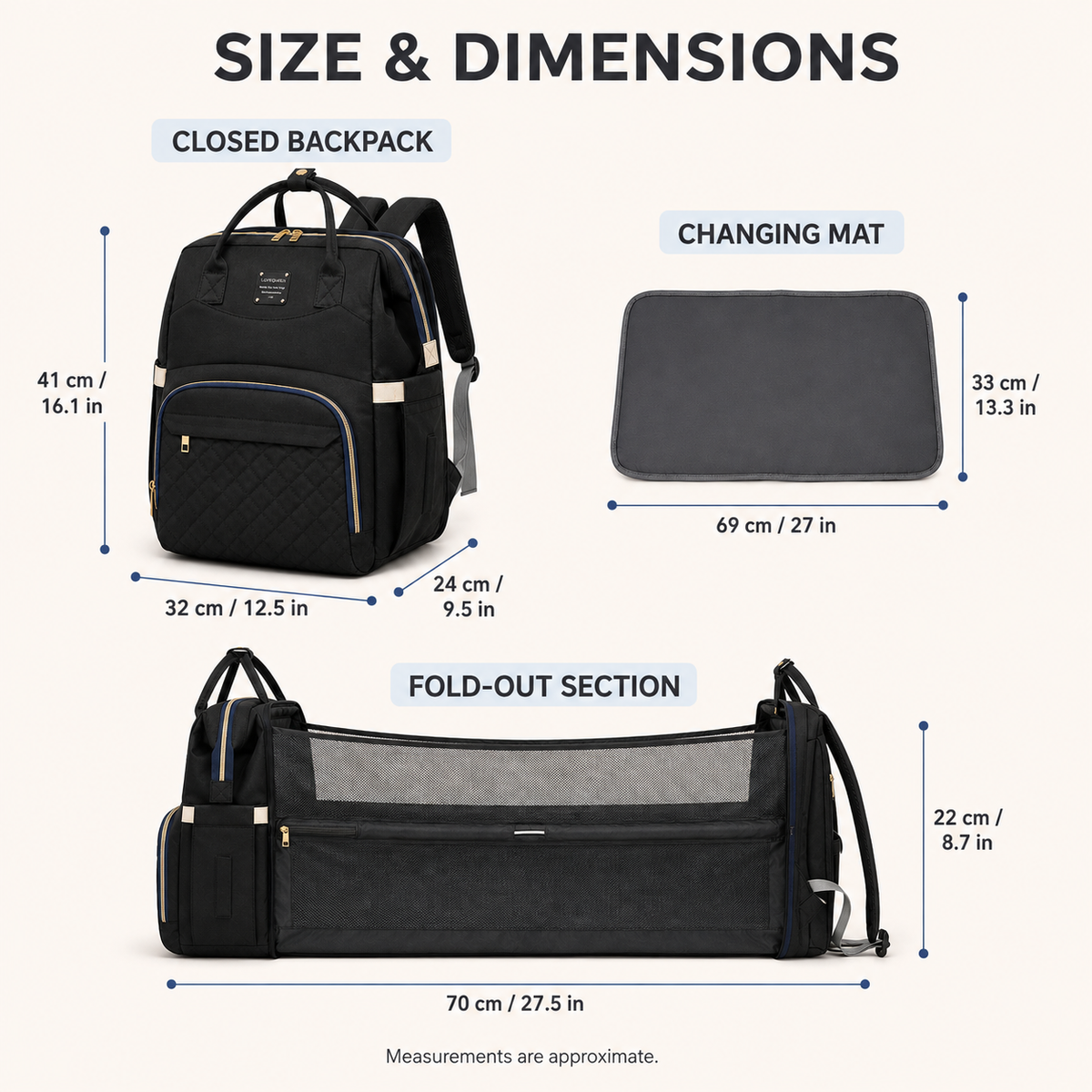 3-in-1 Mother & Baby Travel Backpack – Diaper Bag, Changing Station & Portable Baby Bed
